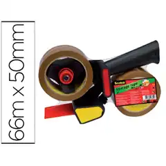 Material PORTARROLLO SCOTCH P/ EMBALAJE HEAVY DUTY BAJO RUIDOCON 2 ROLLOS DE CINTAS MARRON 50 MM X 66 MT 75612