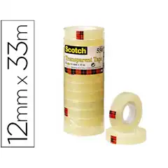 CINTA ADHESIVA SCOTCH TRANSPARENTE 12MMX33 MT PACK DE 12 75619
