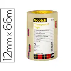 CINTA ADHESIVA SCOTCH TRANSPARENTE 12MMX66 MT PACK DE 12 75620