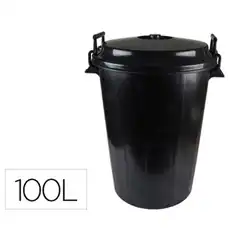 CUBO DE BASURA NEGRO CON TAPA P/ BOLSAS 85X105CM 100 LITROS 76223
