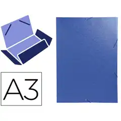 Material CARPETA EXACOMPTA GOMAS CARTON SIMIL-PRESPAN TRES SOLAPAS DIN A3 AZUL 76293