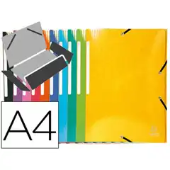 Material CARPETA EXACOMPTA GOMAS CARTON SIMIL-PRESPAN TRES SOLAPAS A4+ COLORES SURTIDOS 76295