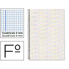 BLOC ESPIRAL LIDERPAPEL Fº 80 H CUADRO 4 MM 70 GRS. TAPA FORRADA BLANCO 76308