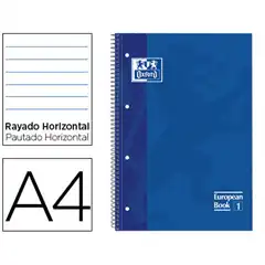BLOC ESPIRAL OXFORD TAPA EXTRADURA MICROPERF A4 80 HJ RAYADO HORIZONTAL COLOR AZUL 100430263 77223