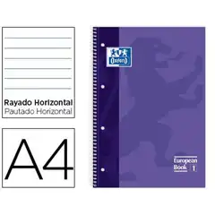 BLOC ESPIRAL OXFORD TAPA EXTRADURA MICROPERF A4 80 HJ RAYADO HORIZONTAL COLOR LILA 100430267 77227