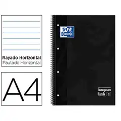 BLOC ESPIRAL OXFORD TAPA EXTRADURA MICROPERF A4 80 HJ RAYADO HORIZONTAL COLOR NEGRO 400046817 77228