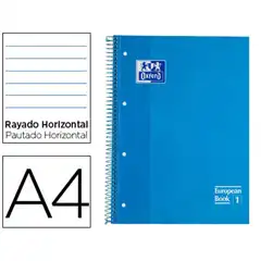 BLOC ESPIRAL OXFORD TAPA EXTRADURA MICROPERF A4 80 HJ RAYADO HORIZONTAL COLOR TURQUESA 400046819 77230