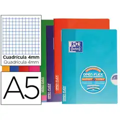 LIBRETA ESCOLAR OXFORD TAPA FLEXIBLE OPTIK PAPER OPENFLEX 48 HJ 90 GR A5 CUADRO 4MM 400026392 77761