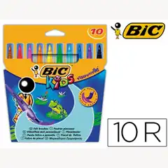 Material ROTULADOR BIC KIDS VISAQUARELLE ESTUCHE DE 10 COLORES PUNTA PINCEL TINTA BASE DE AGUA 77920