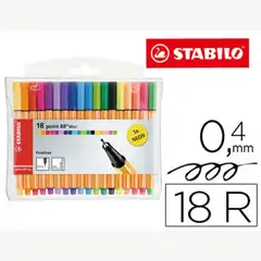 ROTULADOR STABILO PUNTA DE FIBRA POINT 88 MINI ESTUCHE DE 18 COLORES SURTIDOS 78054