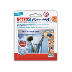 TIRA AUTOADHESIVA TESA DOBLE CARA POWERSTRING TRANSPARENTE SUJECION HASTA 1 KG BLISTER DE 8 UNIDADES 78067