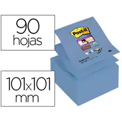 BLOC DE NOTAS ADHESIVAS QUITA Y PON POST-IT SUPER STICKY RAYADO 101X101MM 90 HJ Z-NOTES AZUL 78147