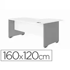 MESA ROCADA SERIE WORK 160X120 CM DERECHA ACABADO AB04 ALUMINIO/BLANCO 78213