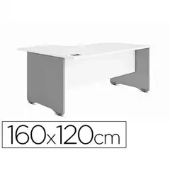 MESA ROCADA SERIE WORK 160X120 CM IZQUIERDA ACABADO AB04 ALUMINIO/BLANCO 78221