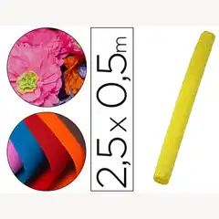 PAPEL CRESPON LPP 50 CM X 2,5 M 34G/M2 AMARILLO FLUORESCENTE 78483