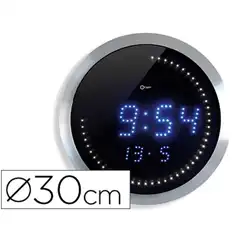 Material RELOJ DIGITAL CEP DE PARED OFICINA REDONDO 30 CM DE DIAMETRO COLOR NEGRO ESFERA ALUMINIO DIGITOS LED 78557