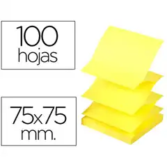 BLOC DE NOTAS ADHESIVAS QUITA Y PON Q-CONNECT 75X75 MM AMARILLO NEON ZIG-ZAG 79046