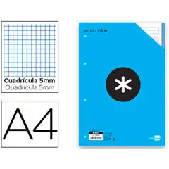 RECAMBIO LIDERPAPEL A4 100 HJ 100G/M2 CUADRO 5 MM 4 TALADROS BANDAS DE 5 COLORES ANTARTIK 79124