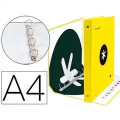 Material CARPETA 4 ANILLAS 40 MM MIXTAS LIDERPAPEL ANTARTIK Fº FORRADA COLOR AMARILLO 79312