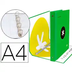 Material CARPETA 4 ANILLAS 40 MM MIXTAS LIDERPAPEL ANTARTIK Fº FORRADA COLOR VERDE 79313