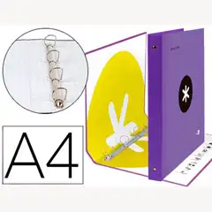 Material CARPETA 4 ANILLAS 40 MM MIXTAS LIDERPAPEL ANTARTIK Fº FORRADA COLOR VIOLETA 79314