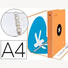 Material CARPETA 4 ANILLAS 40 MM MIXTAS LIDERPAPEL ANTARTIK Fº FORRADA COLOR NARANJA 79315