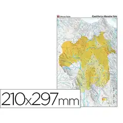 MAPA MUDO TEIDE COLOR A4 CASTILLA-LA MANCHA FISICO 79429