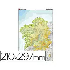 MAPA MUDO TEIDE COLOR A4 GALICIA FISICO 79433