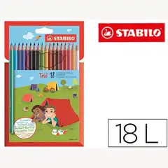 Material LAPICES DE COLORES STABILO TRIO SLIM CAJA DE 18 COLORES 79644