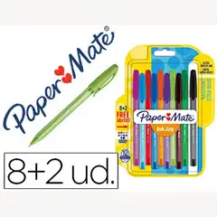 BOLIGRAFO PAPER MATE INKJOY 100 PUNTA MEDIA TRAZO 1 MM PACK 8 + 2 UNIDADES COLORES SURTIDOS 79675