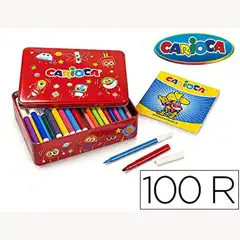 ROTULADOR CARIOCA COLOR KIT CAJA METALICA DE 100 UNIDADES SURTIDAS + ALBUM COLOREAR 79736