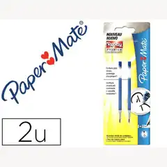 RECAMBIO BOLIGRAFO PAPER MATE REPLAY PREMIUM TINTA GEL AZUL BLISTER DE 2 UNIDADES 79794