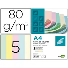 Material PAPEL COLOR LIDERPAPEL A4 80G/M2 5 COLORES SURTIDOS PAQ. DE 500 80098