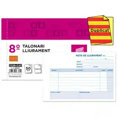 TALONARIO LIDERPAPEL ENTREGAS 8º ORIGINAL Y COPIA T228 APAISADO TEXTO EN CATALAN 96325