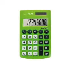 CALCULADORA POCKET VERDE 8 DIGITOS CON FUNDA MILAN 150908GBL
