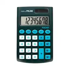 CALCULADORA POCKET NEGRA 8 DIGITOS CON FUNDA MILAN 150908KBL