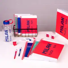 CUADERNO A4 CON ESPIRAL TAPA DURA 80HJ LISO 95GR AZUL MILAN 57041E80B