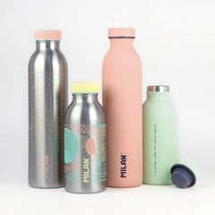 BOTELLA ISOTERMICA ACERO INOXIDABLE 590ML SILVER ROSA MILAN 6403020SL