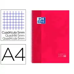 CUADERNO ESPIRAL MICROPERFORADO TAPA EXTRADURA A4 80 HOJAS COLOR TAPA ROJO OXFORD (102610024)