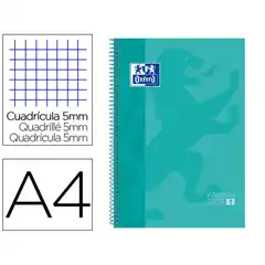 CUADERNO ESPIRAL MICROPERFORADO TAPA EXTRADURA A4 80HJ 90GR ICE MINT OXFORD 400040983