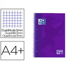 CUADERNO ESPIRAL MICROPERFORADO TAPA EXTRADURA A4 80 HOJAS 90 GRS. COLOR LILA TOUCH OXFORD (400075550)