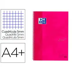 CUADERNO ESPIRAL MICROPERFORADO TAPA EXTRADURA A4 80 HOJAS 90 GRS. COLOR FRAMBUESA TOUCH OXFORD (400075552)