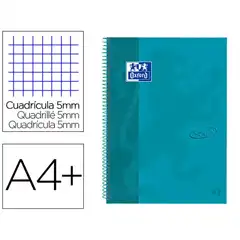 CUADERNO ESPIRAL MICROPERFORADO TAPA EXTRADURA A4 80HJ 90GR AQUA OXFORD (400075553)