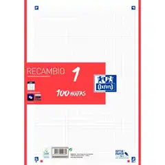 RECAMBIO OXFORD HOJAS SUELTAS ROJO A4 80HJ 5X5 400158162