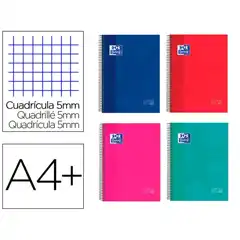 CUADERNO OXFORD EUROPEANBOOK 10 TAPA EXTRADURA A4+ 150 HOJAS 90 GR 5X5 COL. SURTIDOS (400118931)