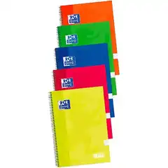 CUADERNO OXFORD W&E PACK 4+1 FOLIO 80 HOJAS 90 GRS. CDLA. TAPA EXTRADURA COLORES VIVOS (400122761)