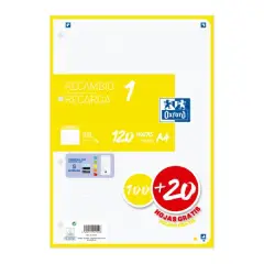 RECAMBIO OXFORD HOJAS SUELTAS AMARILLO A4 80HJ 5X5 400158160
