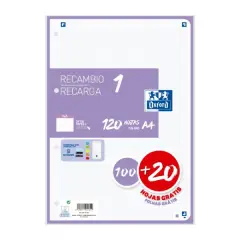 RECAMBIO OXFORD HOJAS SUELTAS MALVA A4 80HJ 5X5 400158164