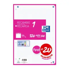 RECAMBIO OXFORD HOJAS SUELTAS FUCSIA A4 80HJ 5X5 400174181