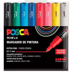 MARCADOR POSCA ESTUCHE 8 COLORES BASIC PC-1M/8C 182634667 43163